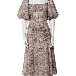 Selkie Beige Patterned Midi Dress